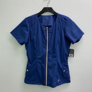 Blue Jaanuu Full-Zip Scrub Top